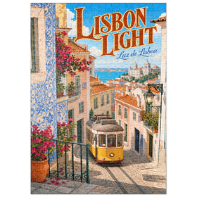 Darstellung des Puzzle Motivs Lissabonner Straßenbahn – Charme der Küste - Puzzleteile: 500