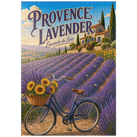 Darstellung des Puzzle Motivs Charm „Lavendel bei Sonnenuntergang in der Provence“ puzzleplate Provence Lavender Sunset Charm 1000 Puzzle
