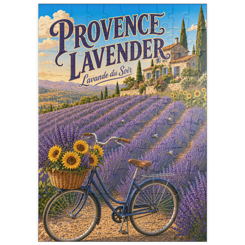 Darstellung des Puzzle Motivs Charm „Lavendel bei Sonnenuntergang in der Provence“ puzzleplate Provence Lavender Sunset Charm 100 Puzzle