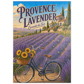 Darstellung des Puzzle Motivs Charm „Lavendel bei Sonnenuntergang in der Provence“ - Puzzleteile: 100