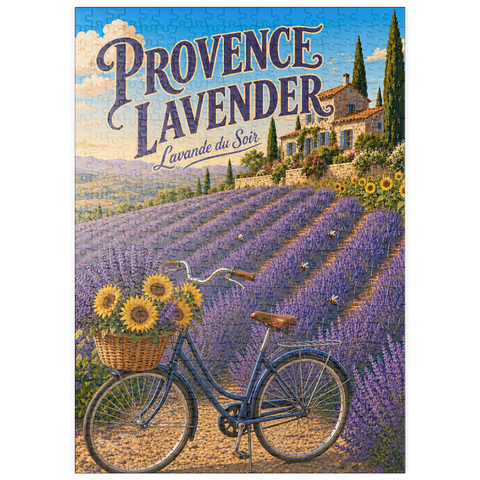 Darstellung des Puzzle Motivs Charm „Lavendel bei Sonnenuntergang in der Provence“ puzzleplate Provence Lavender Sunset Charm 500 Puzzle