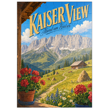Darstellung des Puzzle Motivs puzzleplate Kaiser Mountains Alpine Meadow Serenity 100 Puzzle