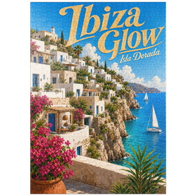 Darstellung des Puzzle Motivs Ibiza Küstendorf Golden Glow - Puzzleteile: 1000