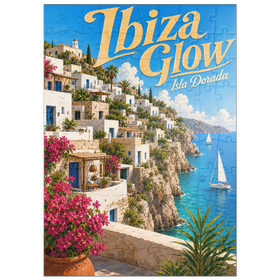 Darstellung des Puzzle Motivs Ibiza Küstendorf Golden Glow - Puzzleteile: 100
