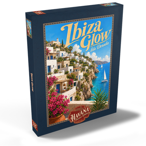 Darstellung des Puzzle Motivs Ibiza Küstendorf Golden Glow Ibiza Coastal Village Golden Glow 200 Puzzle Schachtel Ansicht2