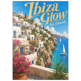 Darstellung des Puzzle Motivs Ibiza Küstendorf Golden Glow - Puzzleteile: 200