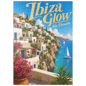 Darstellung des Puzzle Motivs Ibiza Küstendorf Golden Glow - Puzzleteile: 500