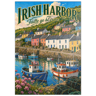 Darstellung des Puzzle Motivs puzzleplate Irish Harbor Coastal Village Charm 100 Puzzle