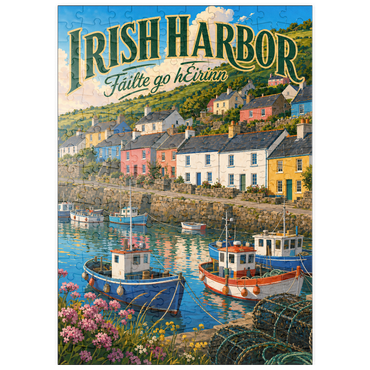 Darstellung des Puzzle Motivs puzzleplate Irish Harbor Coastal Village Charm 200 Puzzle