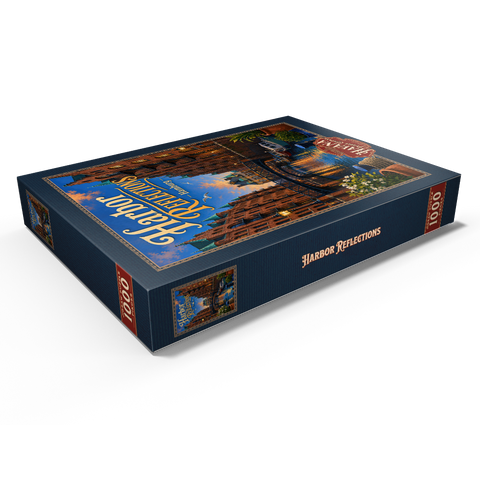 Darstellung des Puzzle Motivs Sonnenuntergang am Hamburger Hafen Hamburg Harbor Sunset Reflections 1000 Puzzle Schachtel Ansicht1