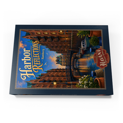 Darstellung des Puzzle Motivs Sonnenuntergang am Hamburger Hafen Hamburg Harbor Sunset Reflections 1000 Puzzle Schachtel Ansicht3