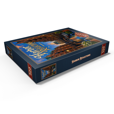 Darstellung des Puzzle Motivs Sonnenuntergang am Hamburger Hafen Hamburg Harbor Sunset Reflections 500 Puzzle Schachtel Ansicht1