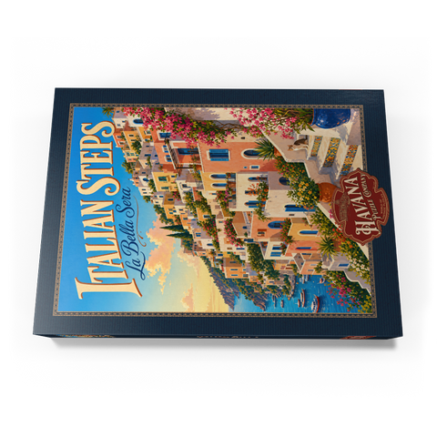 Darstellung des Puzzle Motivs Der Charme des Sonnenuntergangs an der italienischen Küste Italian Steps Coastal Sunset Charm 1000 Puzzle Schachtel Ansicht3