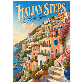 Darstellung des Puzzle Motivs Der Charme des Sonnenuntergangs an der italienischen Küste - Puzzleteile: 1000