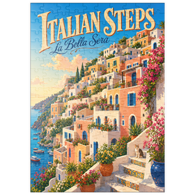 Darstellung des Puzzle Motivs Der Charme des Sonnenuntergangs an der italienischen Küste - Puzzleteile: 200