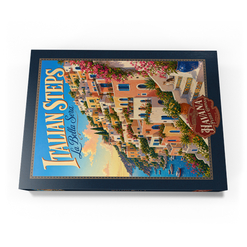 Darstellung des Puzzle Motivs Der Charme des Sonnenuntergangs an der italienischen Küste Italian Steps Coastal Sunset Charm 500 Puzzle Schachtel Ansicht3