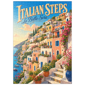 Darstellung des Puzzle Motivs Der Charme des Sonnenuntergangs an der italienischen Küste - Puzzleteile: 500