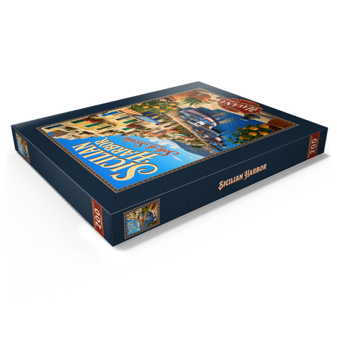 Darstellung des Puzzle Motivs Der Charme der sizilianischen Küstenhäfen Sicilian Harbor Coastal Charm 200 Puzzle Schachtel Ansicht1