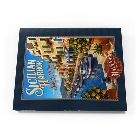Darstellung des Puzzle Motivs Der Charme der sizilianischen Küstenhäfen Sicilian Harbor Coastal Charm 200 Puzzle Schachtel Ansicht3