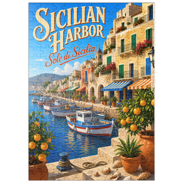 Darstellung des Puzzle Motivs puzzleplate Sicilian Harbor Coastal Charm 200 Puzzle
