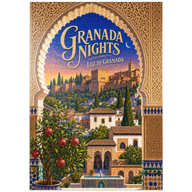 Darstellung des Puzzle Motivs Granada: Die Alhambra im Abendlicht - Puzzleteile: 1000