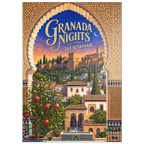 Darstellung des Puzzle Motivs Granada: Die Alhambra im Abendlicht puzzleplate Granada Alhambra Evening Splendor 100 Puzzle