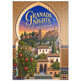 Darstellung des Puzzle Motivs Granada: Die Alhambra im Abendlicht - Puzzleteile: 100