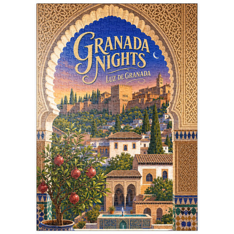 Darstellung des Puzzle Motivs Granada: Die Alhambra im Abendlicht puzzleplate Granada Alhambra Evening Splendor 500 Puzzle