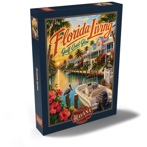Darstellung des Puzzle Motivs Ruhe bei Sonnenuntergang an der Golfküste Floridas Florida Gulf Coast Sunset Serenity 1000 Puzzle Schachtel Ansicht2