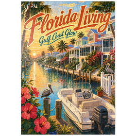 Darstellung des Puzzle Motivs Ruhe bei Sonnenuntergang an der Golfküste Floridas - Puzzleteile: 1000