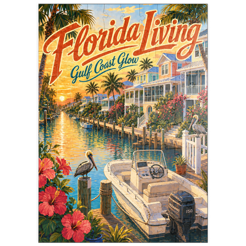 Darstellung des Puzzle Motivs Ruhe bei Sonnenuntergang an der Golfküste Floridas puzzleplate Florida Gulf Coast Sunset Serenity 100 Puzzle