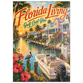 Darstellung des Puzzle Motivs Ruhe bei Sonnenuntergang an der Golfküste Floridas - Puzzleteile: 100
