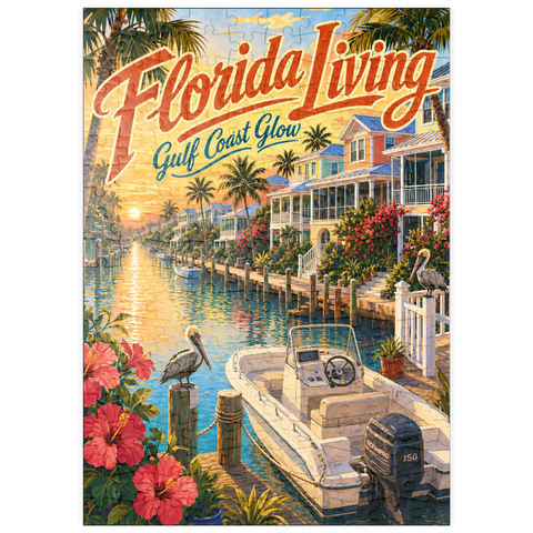 Darstellung des Puzzle Motivs Ruhe bei Sonnenuntergang an der Golfküste Floridas puzzleplate Florida Gulf Coast Sunset Serenity 200 Puzzle