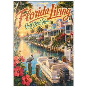 Darstellung des Puzzle Motivs Ruhe bei Sonnenuntergang an der Golfküste Floridas - Puzzleteile: 200