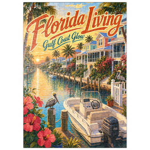 Darstellung des Puzzle Motivs Ruhe bei Sonnenuntergang an der Golfküste Floridas puzzleplate Florida Gulf Coast Sunset Serenity 500 Puzzle