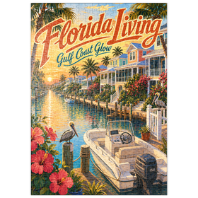 Darstellung des Puzzle Motivs Ruhe bei Sonnenuntergang an der Golfküste Floridas - Puzzleteile: 500