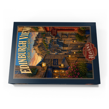 Darstellung des Puzzle Motivs Edinburgh Castle Old Town Glow 1000 Puzzle Schachtel Ansicht3