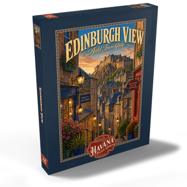 Darstellung des Puzzle Motivs Edinburgh Castle Old Town Glow 100 Puzzle Schachtel Ansicht2