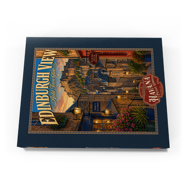 Darstellung des Puzzle Motivs Edinburgh Castle Old Town Glow 100 Puzzle Schachtel Ansicht3