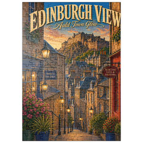 Darstellung des Puzzle Motivs Edinburgh Castle – Lichterglanz in der Altstadt puzzleplate Edinburgh Castle Old Town Glow 200 Puzzle