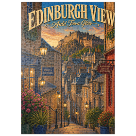 Darstellung des Puzzle Motivs Edinburgh Castle – Lichterglanz in der Altstadt - Puzzleteile: 500