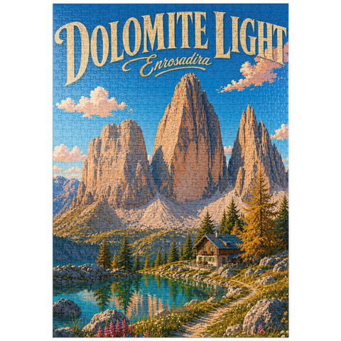 Darstellung des Puzzle Motivs Dolomiten – Die Ruhe der Alpenseen puzzleplate Dolomites Alpine Lake Serenity 1000 Puzzle