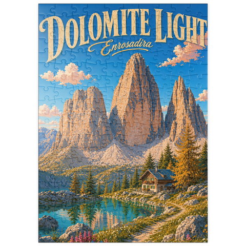 Darstellung des Puzzle Motivs Dolomiten – Die Ruhe der Alpenseen puzzleplate Dolomites Alpine Lake Serenity 200 Puzzle