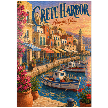 Darstellung des Puzzle Motivs puzzleplate Crete Harbor Aegean Sunset Glow 1000 Puzzle