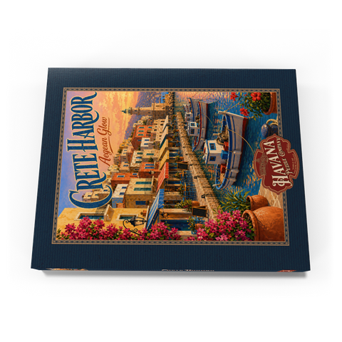 Darstellung des Puzzle Motivs Hafen von Kreta – Abendrot über der Ägäis Crete Harbor Aegean Sunset Glow 100 Puzzle Schachtel Ansicht3