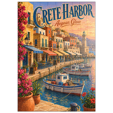 Darstellung des Puzzle Motivs puzzleplate Crete Harbor Aegean Sunset Glow 100 Puzzle