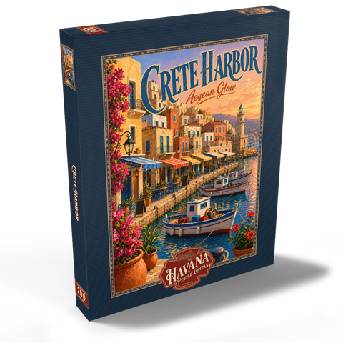 Darstellung des Puzzle Motivs Hafen von Kreta – Abendrot über der Ägäis Crete Harbor Aegean Sunset Glow 200 Puzzle Schachtel Ansicht2