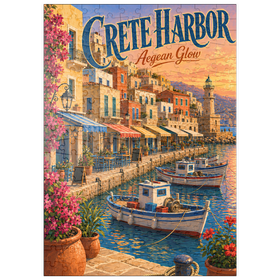 Darstellung des Puzzle Motivs Hafen von Kreta – Abendrot über der Ägäis - Puzzleteile: 200