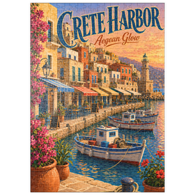 Darstellung des Puzzle Motivs Hafen von Kreta – Abendrot über der Ägäis - Puzzleteile: 500