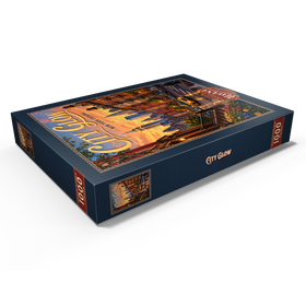 Darstellung des Puzzle Motivs Das Leuchten der New Yorker Skyline am Abend - Puzzleteile: 1000